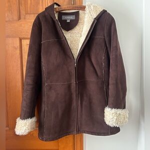 Liz Claiborne Dark Brown Teddy Jacket with Cream Lining